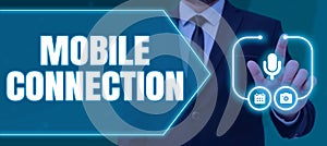 Conceptual display Mobile ConnectionSecure universal login solution using mobile phone. Word Written on Secure universal