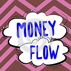 Conceptual display Money Flow. Business idea the increase or decrease in the amount of money a business