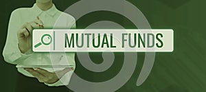 Conceptual display Mutual Funds. Business idea An investment program funded by shareholders Individual Stocks