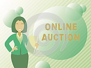 Conceptual display Online Auction. Business showcase digitized sale event which item is sold to the highest bidder