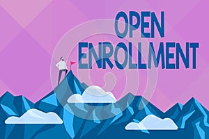 Conceptual display Open Enrollment. Business idea policy of allowing qualifying students to enroll in school Abstract