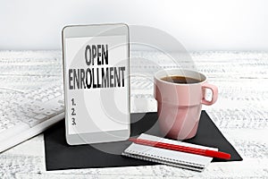 Conceptual display Open Enrollment. Word for policy of allowing qualifying students to enroll in school Wireless