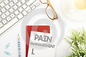 Conceptual display Pain Managementa branch of medicine employing an interdisciplinary approach. Business approach a