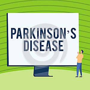 Conceptual display Parkinson s is Disease. Word Written on nervous system disorder that affects movement Man Standing