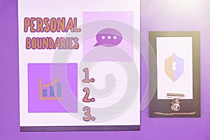 Conceptual display Personal Boundaries. Business idea something that indicates limit or extent in interaction with