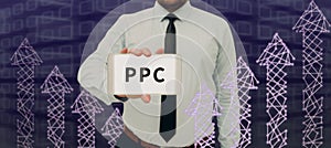 Conceptual display Ppc. Business showcase payperclick way of using search engine advertising to generate clicks