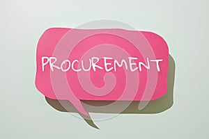 Conceptual display Procurement. Business idea Procuring Purchase of equipment and supplies