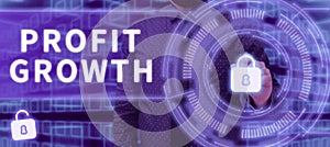 Conceptual display Profit Growth. Word Written on Objectives Interrelation of Overall Sales Market Shares