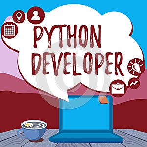 Conceptual display Python Developer. Internet Concept responsible for writing serverside web application logic Hand
