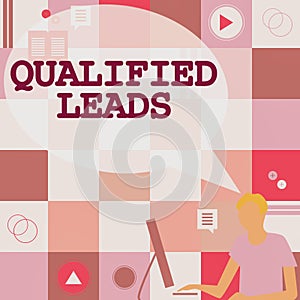Conceptual display Qualified Leads. Word Written on lead judged likely to become a customer compared to other