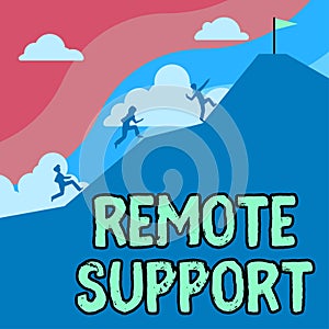 Sign displaying Remote Support. Word Written on help end-users to solve computer problems and issues remotely