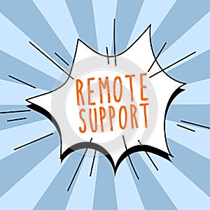 Conceptual display Remote Support. Business showcase help end-users to solve computer problems and issues remotely