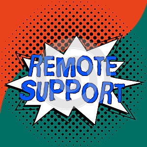 Conceptual display Remote Support. Concept meaning help end-users to solve computer problems and issues remotely