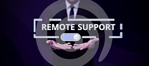 Conceptual display Remote Support. Concept meaning help end-users to solve computer problems and issues remotely