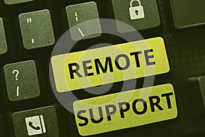 Conceptual display Remote Support. Word for help end-users to solve computer problems and issues remotely