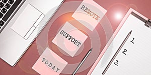 Text showing inspiration Remote Support. Business idea help end-users to solve computer problems and issues remotely