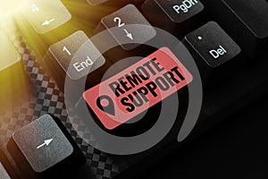 Conceptual display Remote Support. Word Written on help endusers to solve computer problems and issues remotely Writing