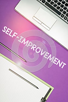 Conceptual display Self Improvement. Business idea process of making yourself a better or more knowledgable photo