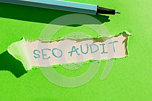 Conceptual display Seo Audit. Business overview Search Engine Optimization validating and verifying process -47614