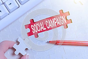 Conceptual display Social Campaign. Concept meaning use social media platform to improve brand awareness Building An