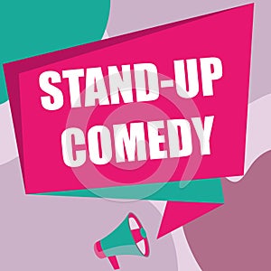 Conceptual display Stand Up Comedy. Business concept Comedian performing speaking in front of live audience Megaphone