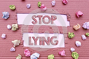 Conceptual display Stop Lying. Business showcase put an end on chronic behavior of compulsive or habitual lying Forming