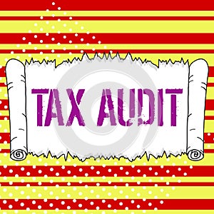 Conceptual display Tax Audit. Business showcase examination or verification of a business or individual tax return