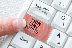 Conceptual display Thin Line Icons. Business concept Symbols used in cellphones and other apps like buttons Woman With