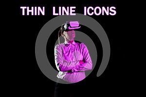 Conceptual display Thin Line Icons. Concept meaning Symbols used in cellphones and other apps like buttons Businessman