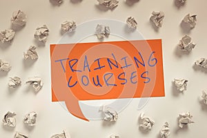 Conceptual display Training Courses. Business approach graduate course often featuring informality and discussion Woman