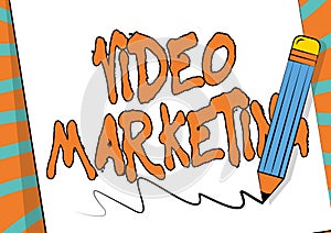 Conceptual display Video Marketing. Internet Concept integrates engaging video into the marketing campaigns Pencil