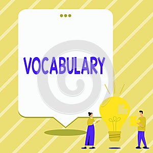 Conceptual display Vocabulary. Business overview collection of words and phrases alphabetically arranged and explained