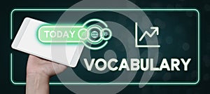 Conceptual display Vocabulary. Business showcase collection of words and phrases alphabetically arranged and explained