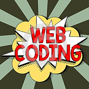 Conceptual display Web Coding. Conceptual photo work involved in developing a web site for the Internet