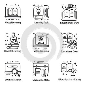 Pack Of Education Doodle Icons