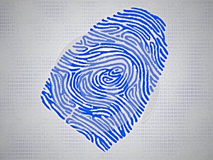 Conceptual fingerprint and code symbolize technology