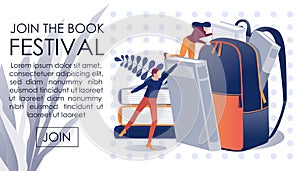 Conceptual Flat Banner Inviting on Book Festival