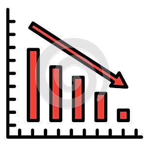 Conceptual graph with decrease report. Dark diagram with recession and bankruptcy progress. Business and finance vector