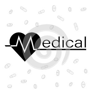 Conceptual graphic elaboration of the word medical, vector. photo