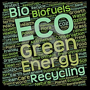 Conceptual green eco or ecology word cloud