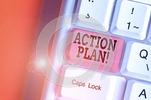 Conceptual hand writing showing Action Plan. Business photo showcasing proposed strategy or course of actions for certain time