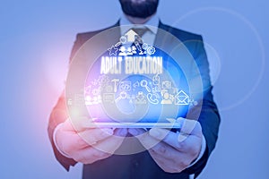 Conceptual hand writing showing Adult Education. Business photo text educational programs for adults who are out of school