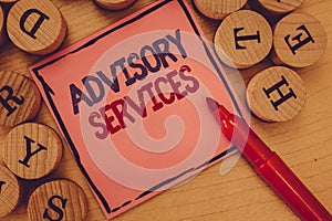 Conceptual hand writing showing Advisory Services. Business photo text Support actions and overcome weaknesses in