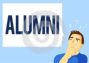 Conceptual hand writing showing Alumni. Business photo text former pupil or student especially male one of particular