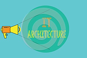 Conceptual hand writing showing It Architecture. Business photo showcasing Architecture is applied to the process of overall struc