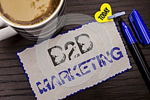 Conceptual hand writing showing B2B Marketing. Business photo showcasing Business to Business Commercial Transactions Commerce wri