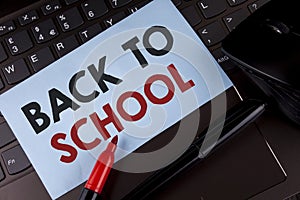 Conceptual hand writing showing Back To School. Business photo showcasing Right time to purchase schoolbag, pen, book, stationary