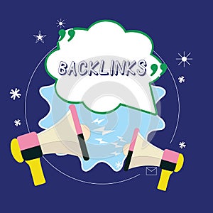 Conceptual hand writing showing Backlinks. Business photo showcasing incoming hyperlink from one web page to another big