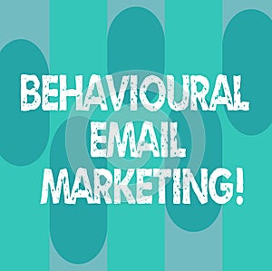 Conceptual hand writing showing Behavioural Email Marketing. Business photo showcasing customercentric trigger base