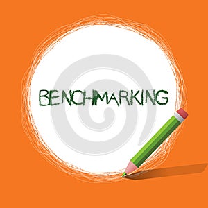 Conceptual hand writing showing Benchmarking. Business photo showcasing Evaluate something by comparison with a standard Strategy